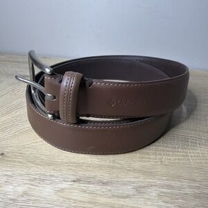 Columbia Brown Leather Lined Belt‎ Men's Large 36-40 Silver Buckle Work Casual